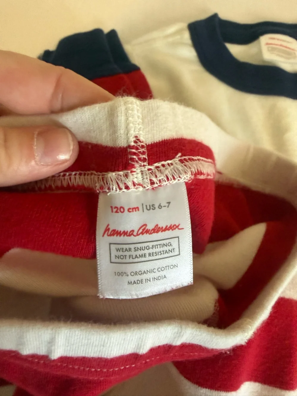 Hanna Andersson Red and Cream‎ Striped Kids Pajama Top